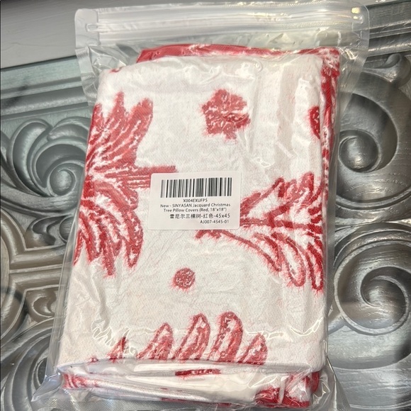 Set of 2 White Red Christmas Tree Throw Pillow Covers 18x18 Inch - Picture 3 of 3